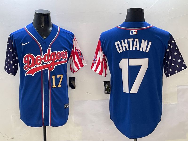 Men Los Angeles Dodgers 17 Ohtani Blue a generation of national flags Joint name 2025 Nike MLB Jersey style 9